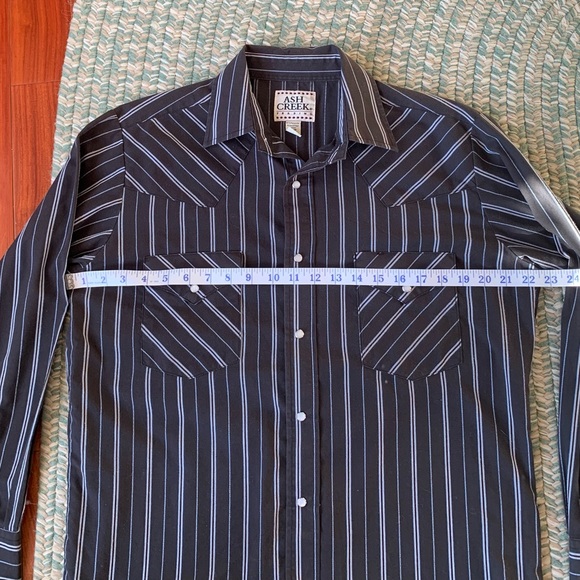 Vintage Ash Creek Black & White Striped Western Shirt Size Medium - Picture 3 of 7